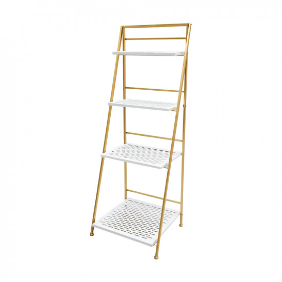 وحدة رفوف 4 أدوار لون ابيض / ذهبي وحدة رفوف 4 أدوار لون ابيض / ذهبي