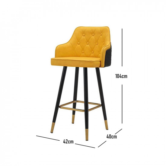 كرسي بار جلد قابل للدوران أسفنج × معدن