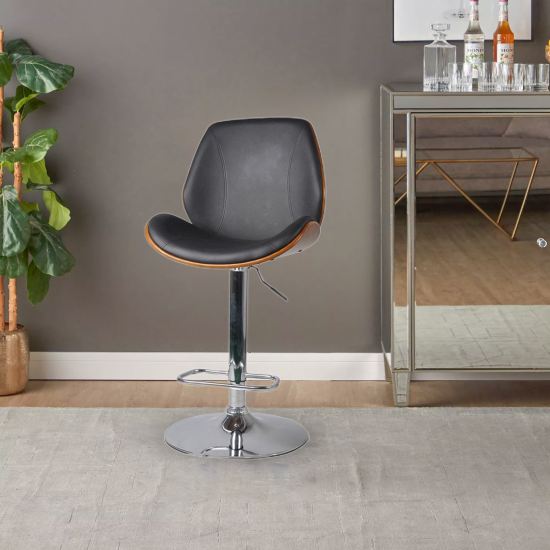 كرسي بار جلد قابل للتعديل اسود × بني كرسي بار جلد قابل للتعديل اسود × بني