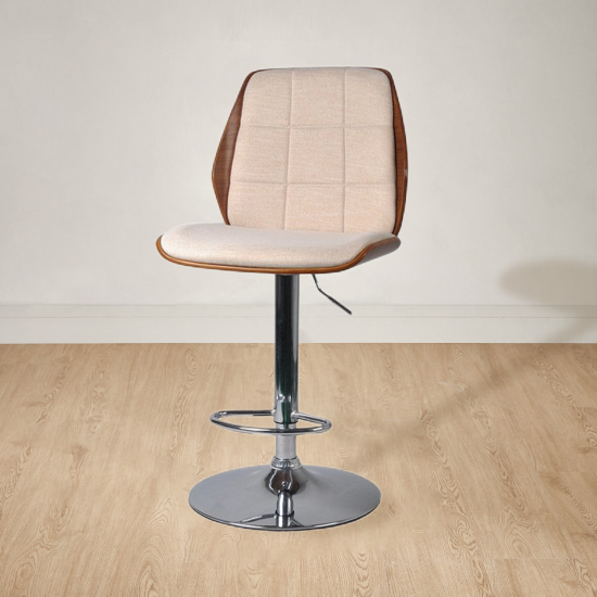 كرسي بار قماش قابل للتعديل بيج × بني