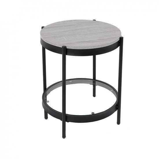 طاولة خدمة مفردة من الخشب والزجاج والمعدن 50*50 سم طاولة خدمة مفردة من الخشب والزجاج والمعدن 50*50 سم