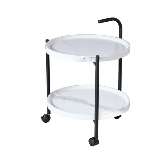 عربة تقديم 2 دور من الخشب والمعدن