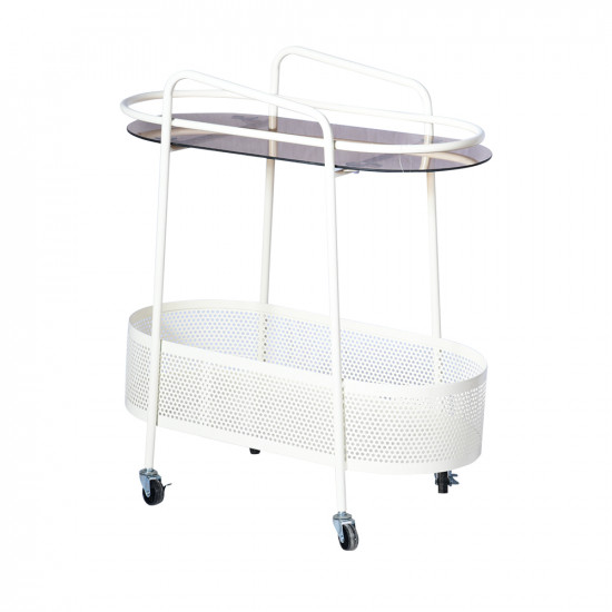 عربة تقديم 2 دور من الزجاج والمعدن