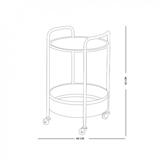 عربة تقديم 2 دور من الزجاج والمعدن