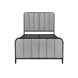 هيكل سرير معدني منجد رمادي 120x200 سم