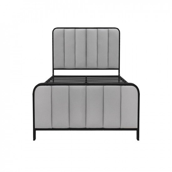 هيكل سرير معدني منجد رمادي 120x200 سم