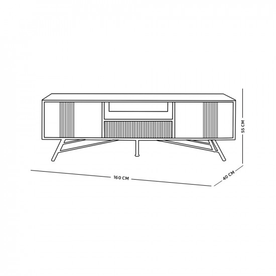 وحدة تلفزيون من الخشب والمعدن 160 سم وحدة تلفزيون من الخشب والمعدن 160 سم