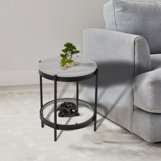 طاولة خدمة مفردة من الخشب والزجاج والمعدن 50*50 سم طاولة خدمة مفردة من الخشب والزجاج والمعدن 50*50 سم