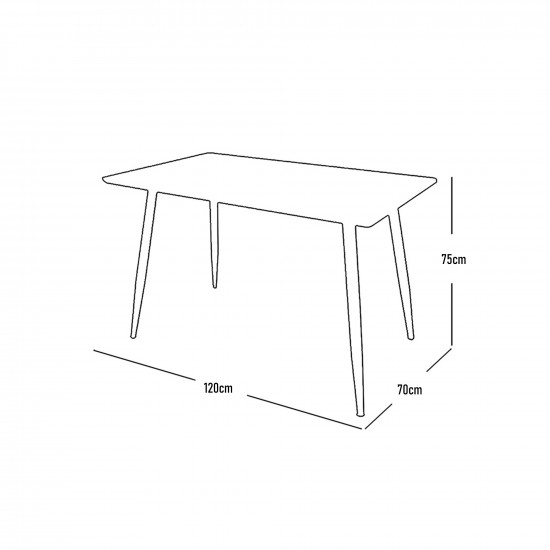 طاولة طعام مفردة من الرخام الصناعي والمعدن