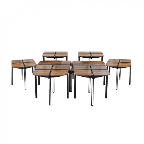 طقم طاولات خدمة 7 قطع من الخشب والمعدن 146 سم طقم طاولات خدمة 7 قطع من الخشب والمعدن 146 سم