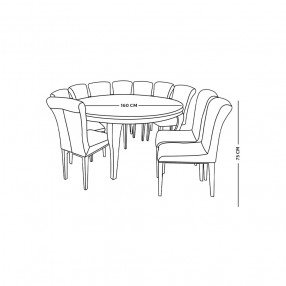 طاولة طعام رخام مع أرجل معدنية 8 كراسي