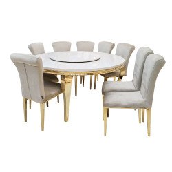 طاولة طعام رخام مع أرجل معدنية 8 كراسي