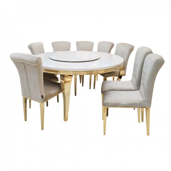 طاولة طعام رخام مع أرجل معدنية 8 كراسي طاولة طعام رخام مع أرجل معدنية 8 كراسي