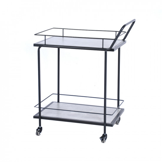 عربة تقديم 2 دور من الخشب والمعدن