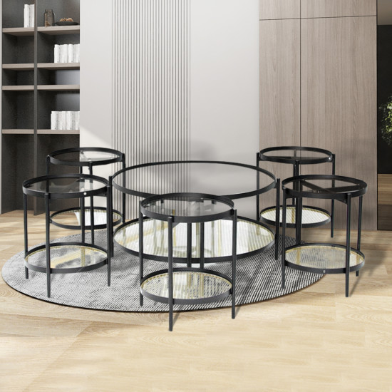 طقم طاولات خدمة 7 قطع من الزجاج والمعدن طقم طاولات خدمة 7 قطع من الزجاج والمعدن