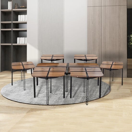 طقم طاولات خدمة 7 قطع من الخشب والمعدن 146 سم طقم طاولات خدمة 7 قطع من الخشب والمعدن 146 سم