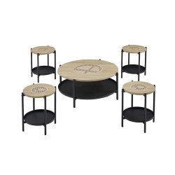 طقم طاولات خدمة 5 قطع من الخشب والمعدن خشبي / اسود 90*45 سم طقم طاولات خدمة 5 قطع من الخشب والمعدن خشبي / اسود 90*45 سم