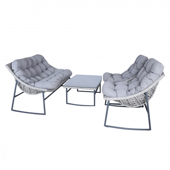 جلسة حديقة 4 مقاعد رمادي فاتح