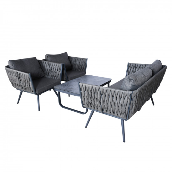 جلسة حديقة 4 مقاعد رمادي غامق جلسة حديقة 4 مقاعد رمادي غامق