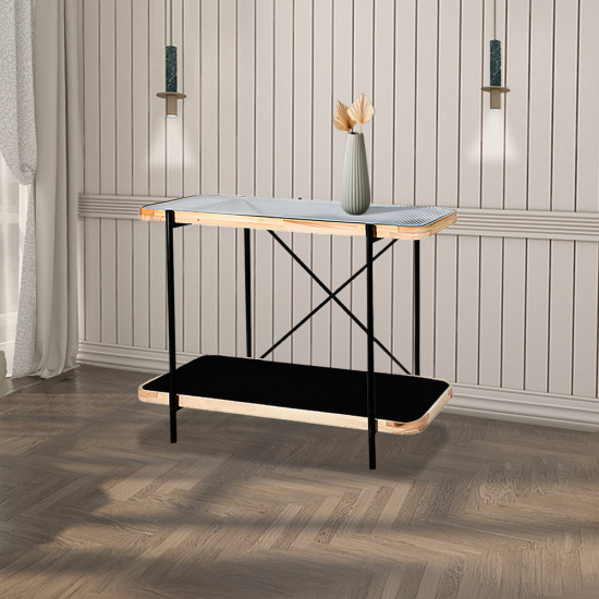 مدخل استقبال من الزجاج والخشب والمعدن 80*120 سم