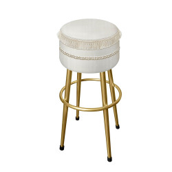 كرسي بار قماش ابيض × ذهبي كرسي بار قماش ابيض × ذهبي