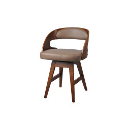 كرسي بار من الخشب والجلد لون بني