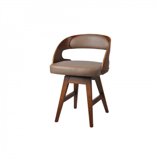 كرسي بار من الخشب والجلد لون بني