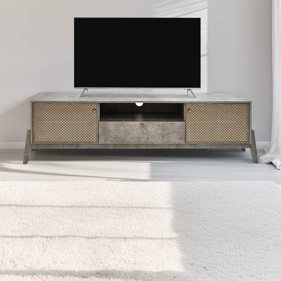وحدة تلفزيون رمادي × ذهبي 180 سم وحدة تلفزيون رمادي × ذهبي 180 سم