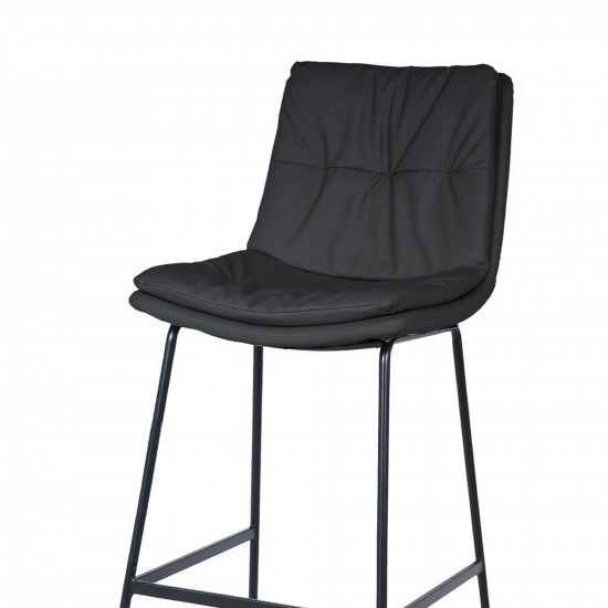 كرسي بار جلد ومعدن أسود 105 سم