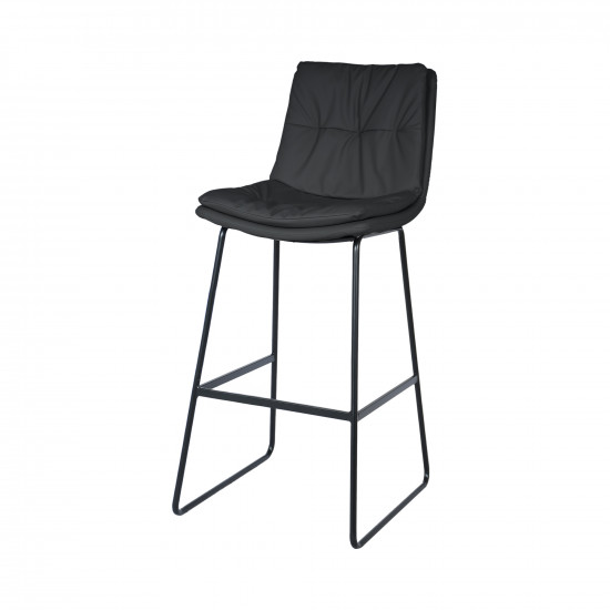 كرسي بار جلد ومعدن أسود 105 سم