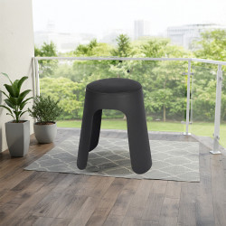 كرسي منزلي دائري مفرد أسود من البلاستيك والجلد كرسي منزلي دائري مفرد أسود من البلاستيك والجلد