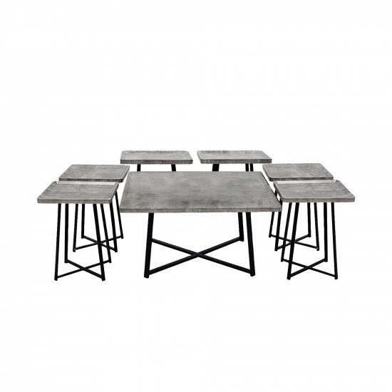 طقم طاولات خدمة 7 قطع من الخشب والمعدن طقم طاولات خدمة 7 قطع من الخشب والمعدن