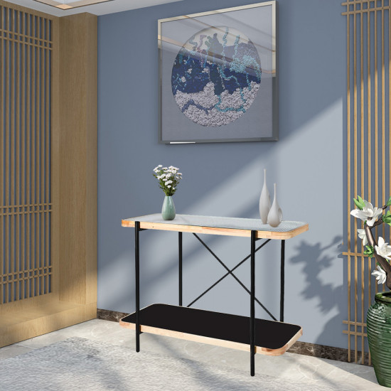 مدخل استقبال من الزجاج والخشب والمعدن 80*120 سم