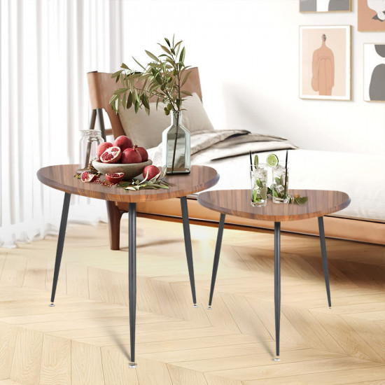 طقم طاولات خدمة 2 قطعة خشب بني طقم طاولات خدمة 2 قطعة خشب بني