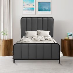 سرير حديد منجد 120x200 سم لون رصاصي غامق سرير حديد منجد 120x200 سم لون رصاصي غامق