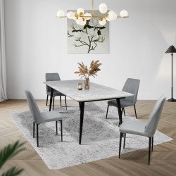 طاولة طعام خشب مع أرجل معدنية 4 كراسي طاولة طعام خشب مع أرجل معدنية 4 كراسي