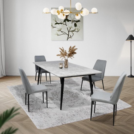 طاولة طعام خشب مع أرجل معدنية 4 كراسي