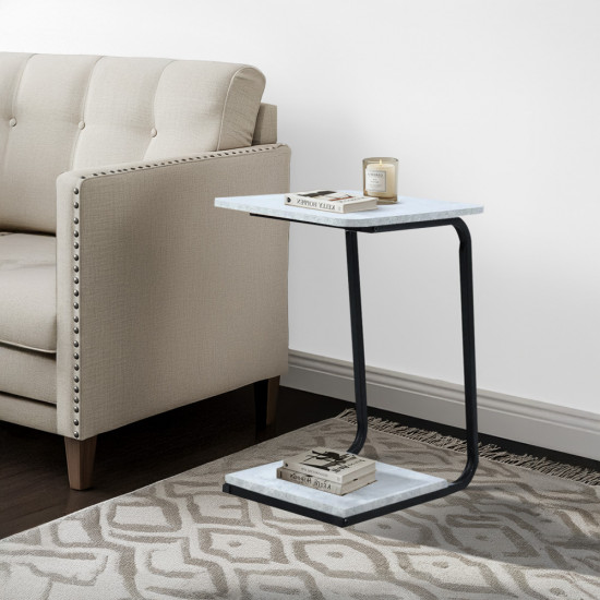 طاولة خدمة مفردة من الخشب والمعدن رمادي