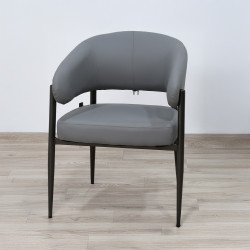 كرسي فاخر حديث جلد رمادي