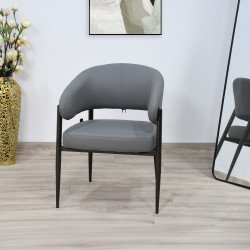 كرسي فاخر حديث جلد رمادي