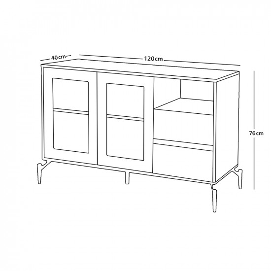 دولاب بوفية صالة خشبي بأرجل معدنية 120 سم