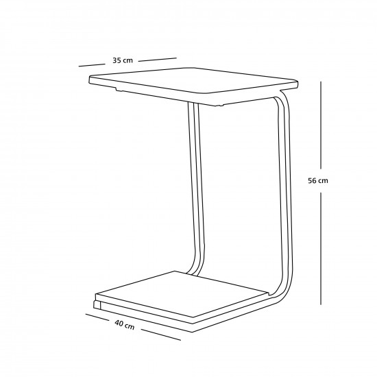 طاولة خدمة مفردة من الخشب والمعدن رمادي