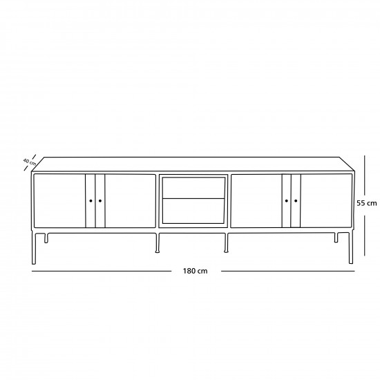 وحدة تلفزيون خشب مع قواعد معدن 180سم وحدة تلفزيون خشب مع قواعد معدن 180سم