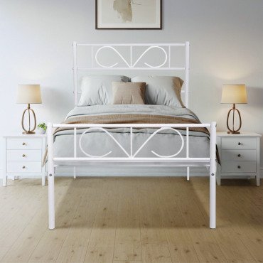 سرير معدن أبيض 90x190 سم