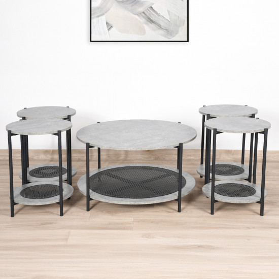 طقم طاولات خدمة 5 قطع من الخشب و الراتان طقم طاولات خدمة 5 قطع من الخشب و الراتان