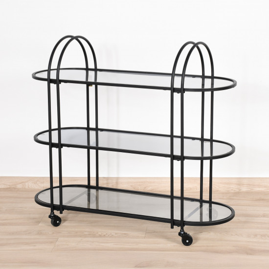 عربة تقديم 3 أدوار من الزجاج والمعدن عربة تقديم 3 أدوار من الزجاج والمعدن