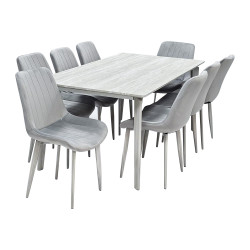 طاولة طعام خشب مع ارجل معدنية 8 كرسي طاولة طعام خشب مع ارجل معدنية 8 كرسي