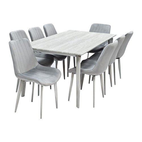 طاولة طعام خشب مع ارجل معدنية 8 كرسي طاولة طعام خشب مع ارجل معدنية 8 كرسي