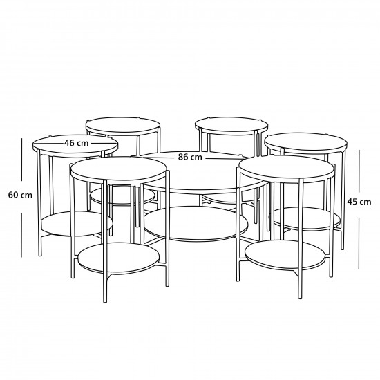 طقم طاولات خدمة 7 قطع من الزجاج والخشب طقم طاولات خدمة 7 قطع من الزجاج والخشب