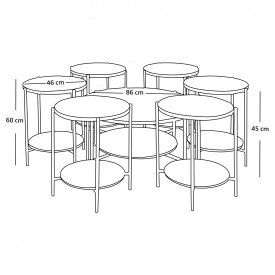 طقم طاولات خدمة 7 قطع من الزجاج والخشب طقم طاولات خدمة 7 قطع من الزجاج والخشب